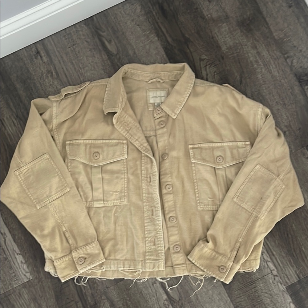American Eagle Cropped Utility Tan Women's Jacket Large